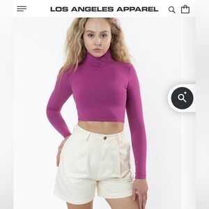 Los Angeles Apparel Cotton Twill Pleated Short in “Creme”